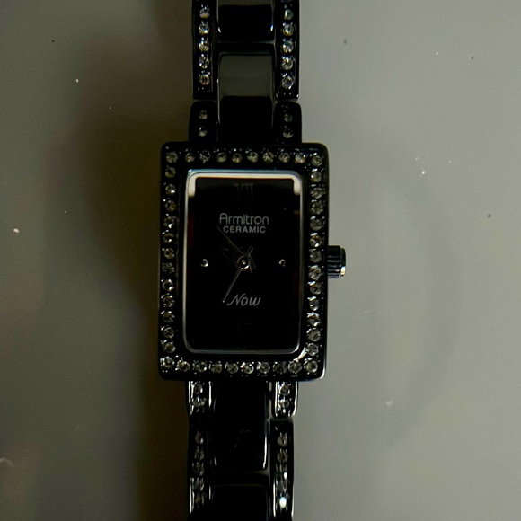 Armitron Ladies Black Rhinestone Ceramic Watch - Picture 3 of 16